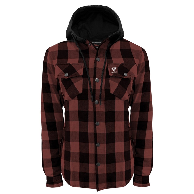 Protective Flannel Hoodie for Women – Brown and Black Checkered with Pads