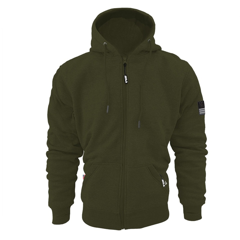 Protective Fleece Unisex Hoodie – Army Green with Pads