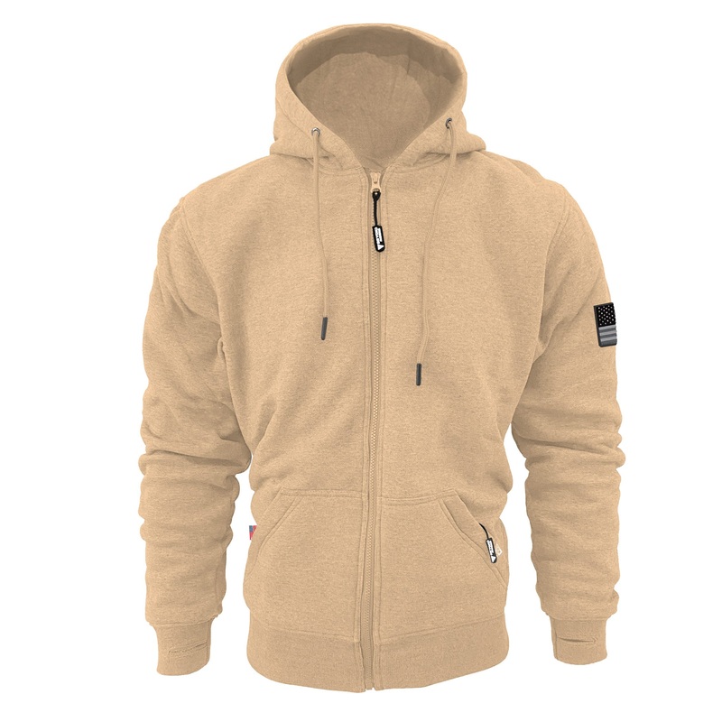 Protective Fleece Unisex Hoodie – Khaki with Pads