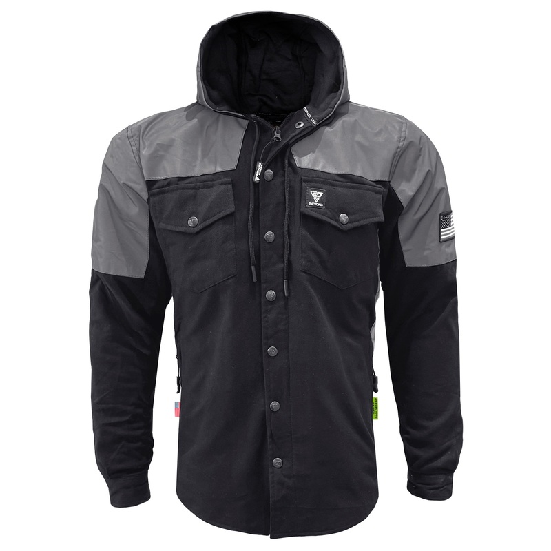 Protective Reflective Flannel Hoodie Nightfall Nebula For Men – Black with Pads