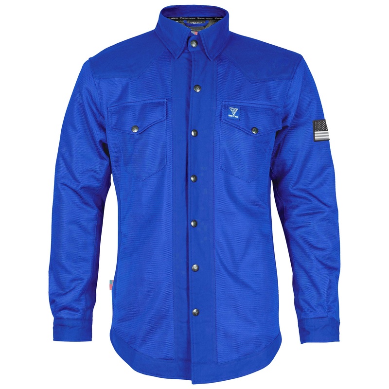 Protective Summer Mesh Shirt – Blue Solid with Pads