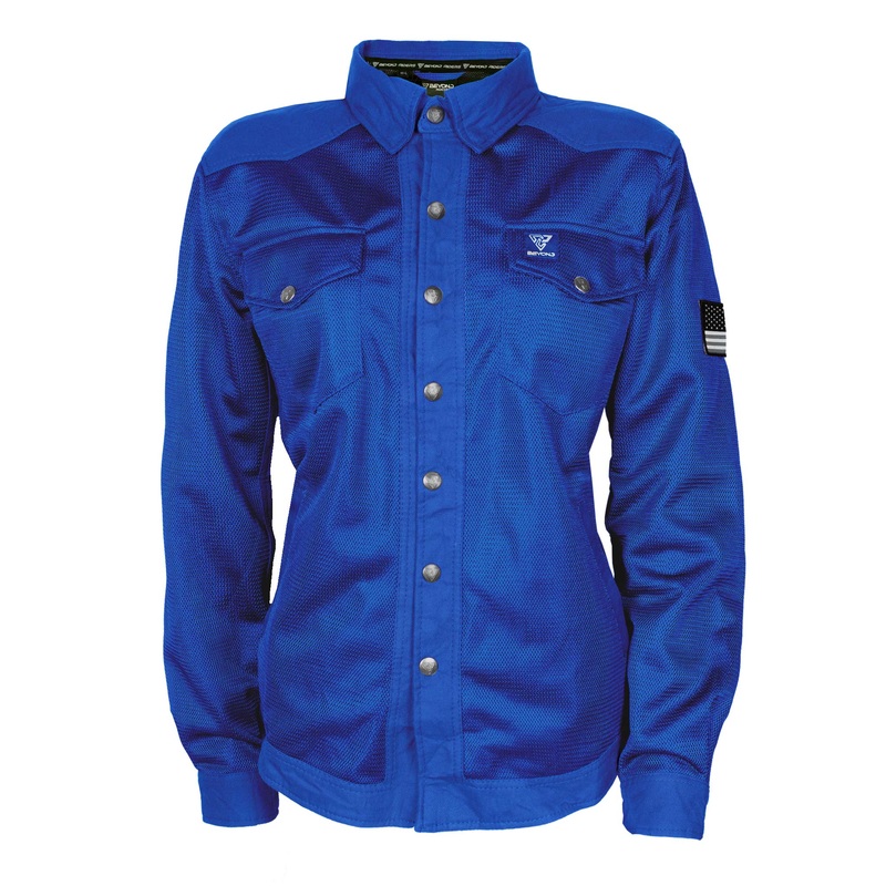 Protective Summer Mesh Shirt for Women – Blue Solid with Pads