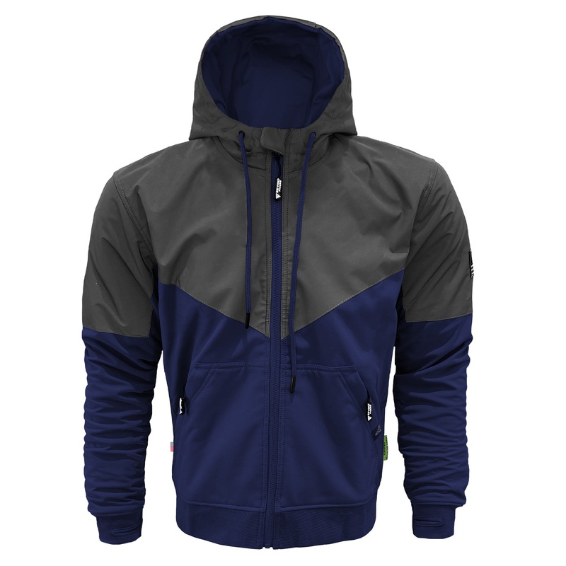 SoftShell Reflective Navy Blue Nebula Hoodie – with Pads