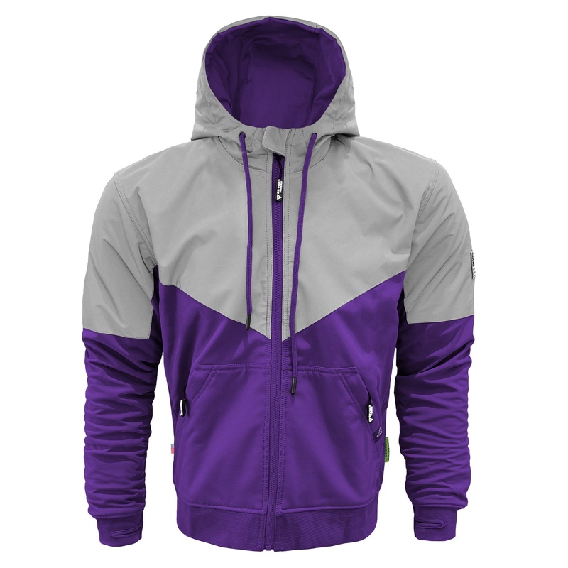 SoftShell Reflective Purple Eclipse Hoodie – with Pads