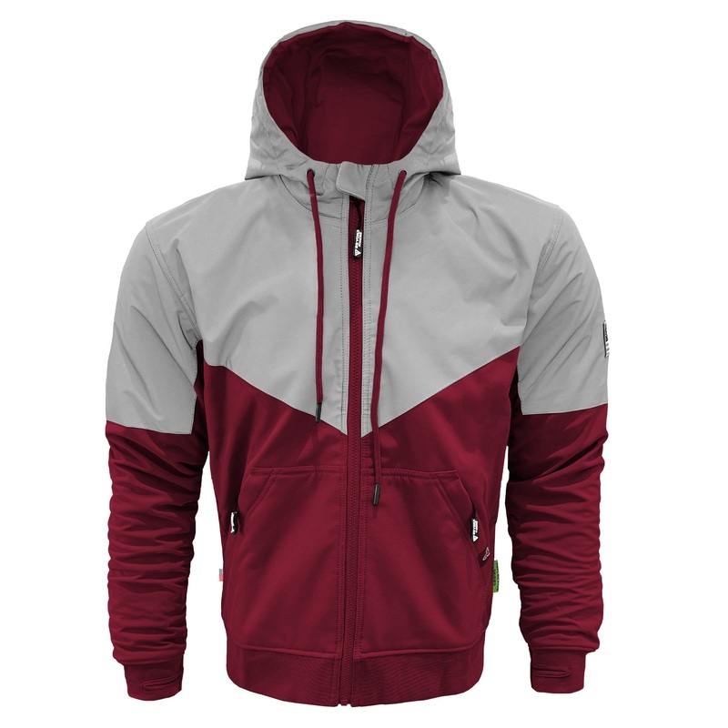 SoftShell Reflective Red Maroon Eclipse Hoodie – with Pads