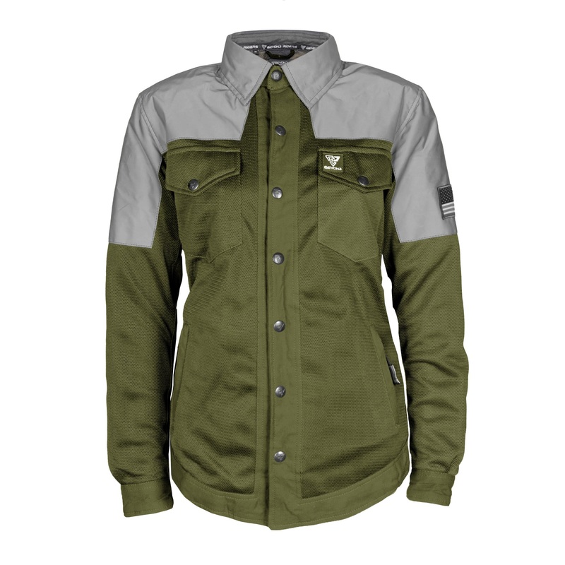 Summer Mesh Reflective Shirt Army Green Eclipse for Women – with Pads