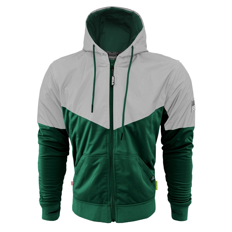 Ultra Reflective Hoodie Dark Green Eclipse with Pads