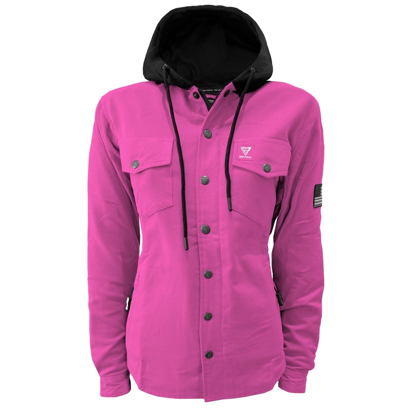 Protective Flannel Hoodie For Women – Pink Solid with Pads