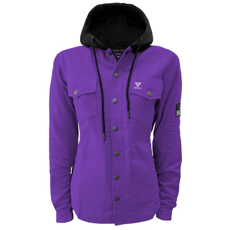 Protective Flannel Hoodie For Women – Purple Solid with Pads