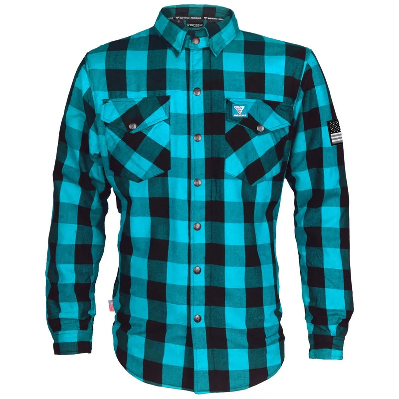 Protective Flannel Shirt – Aqua Blue Checkered with Pads