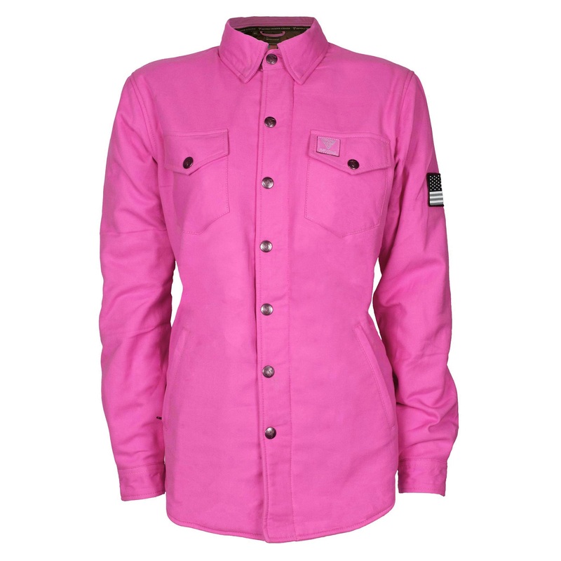 Protective Flannel Shirt for Women – Pink Solid with Pads