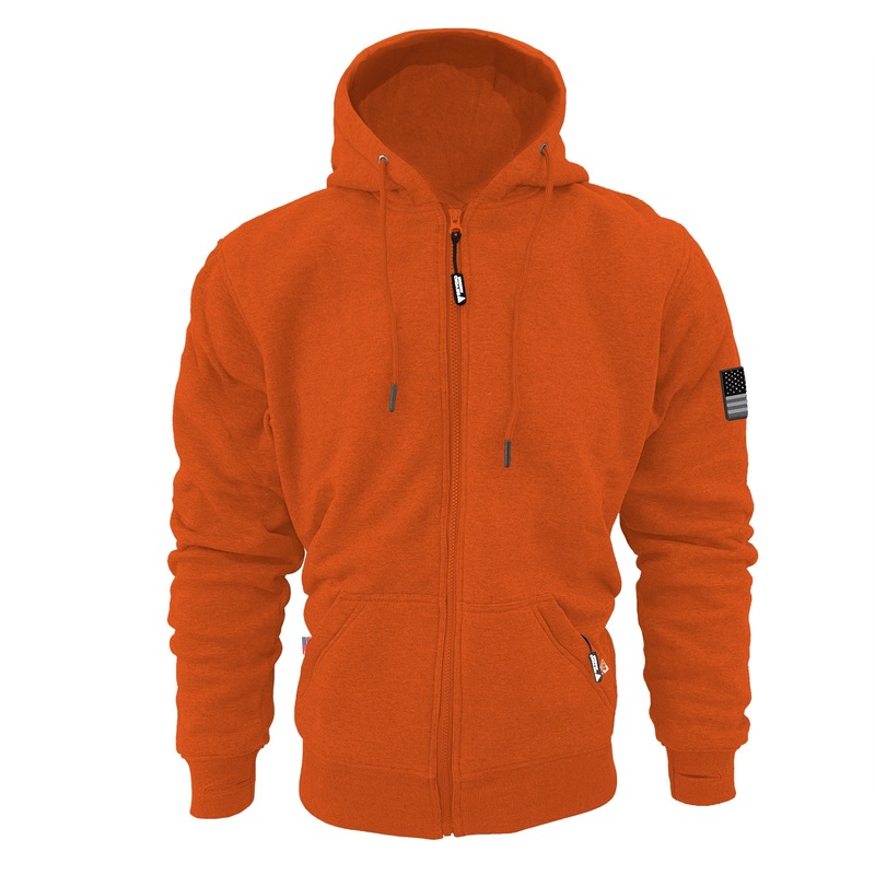 Protective Fleece Unisex Hoodie – Orange with Pads