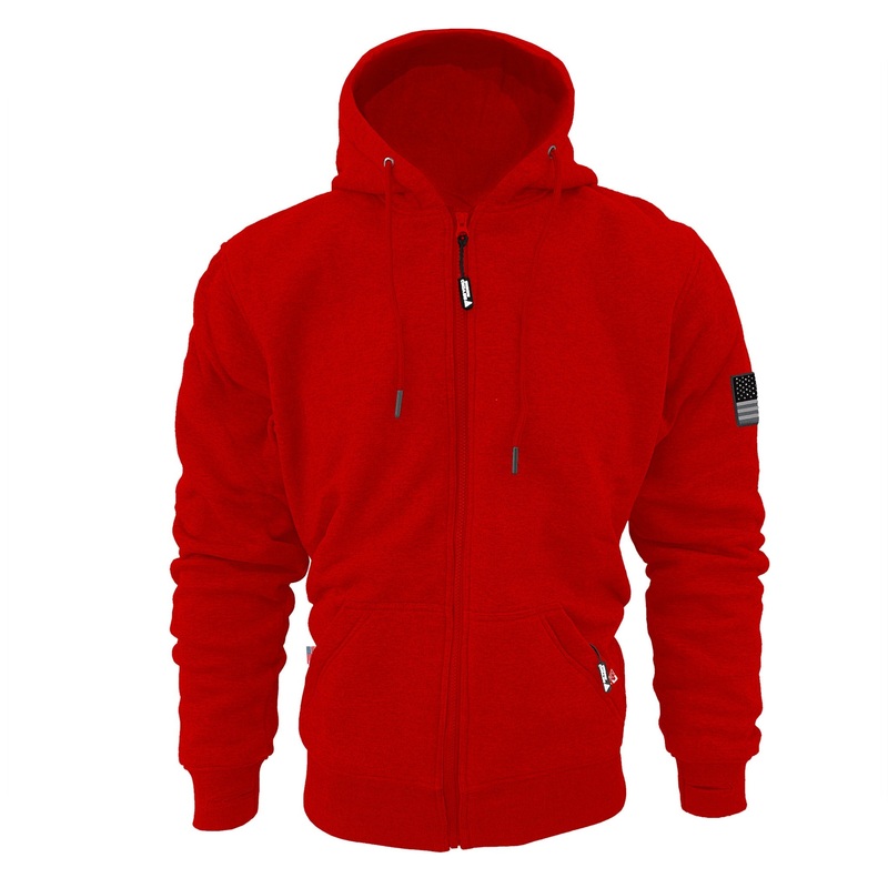 Protective Fleece Unisex Hoodie – Red with Pads