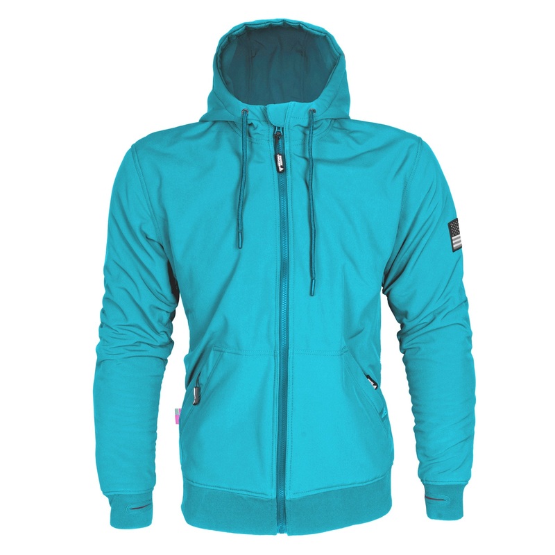 Protective SoftShell Unisex Hoodie – Arctic Blue Matte with Pads