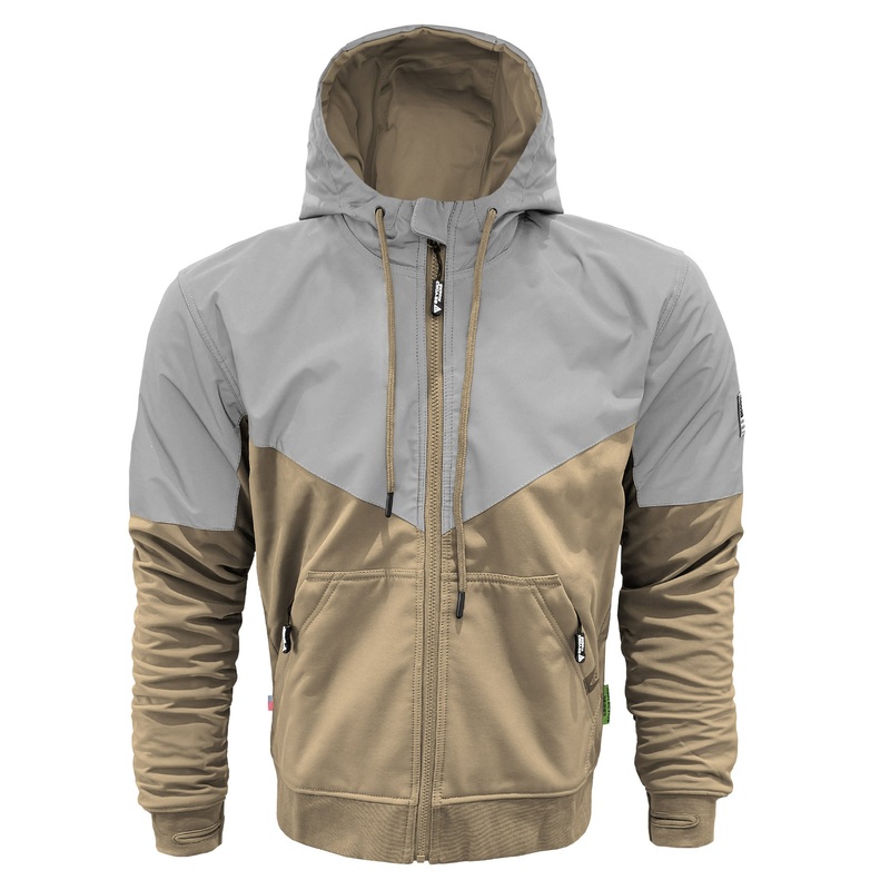 SoftShell Reflective Khaki Eclipse Hoodie – with Pads