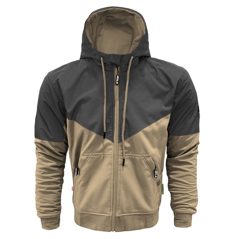 SoftShell Reflective Khaki Nebula Hoodie – with Pads