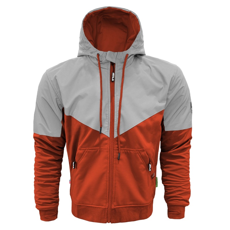 SoftShell Reflective Orange Eclipse Hoodie – with Pads