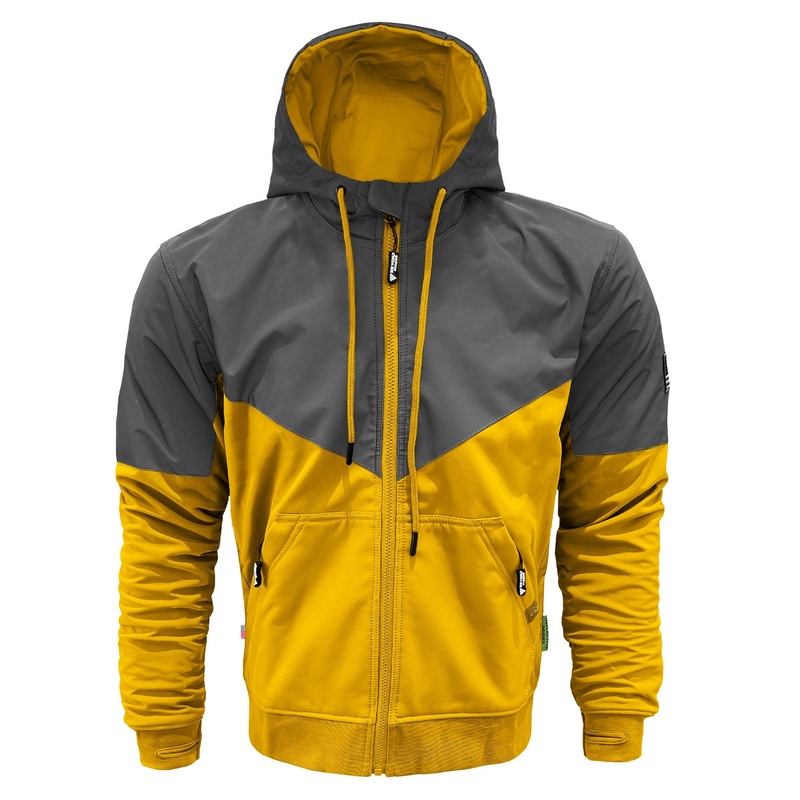 SoftShell Reflective Yellow Nebula Hoodie – with Pads