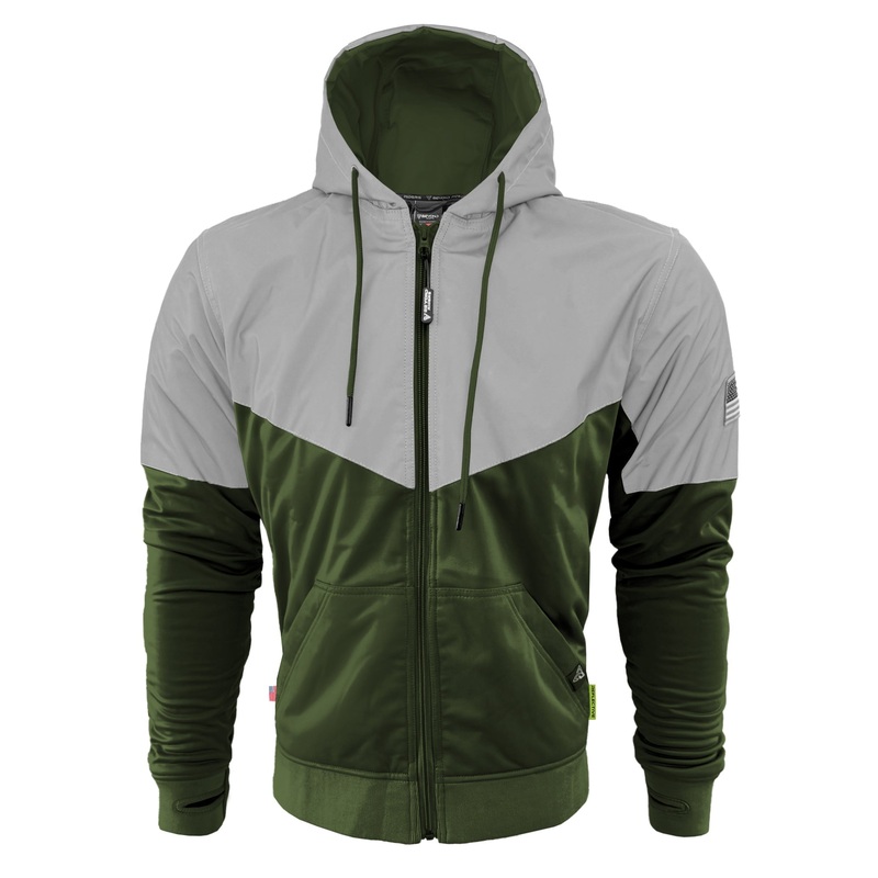 Ultra Reflective Hoodie Army Green Eclipse with Pads