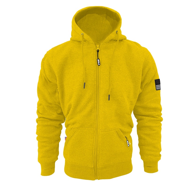 Protective Fleece Unisex Hoodie – Yellow with Pads