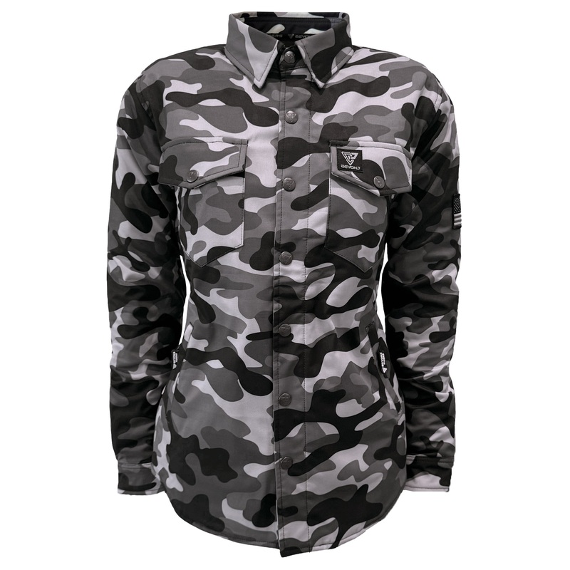 Protective SoftShell Winter Jacket for Women Camouflage Grey Boomer with Pads