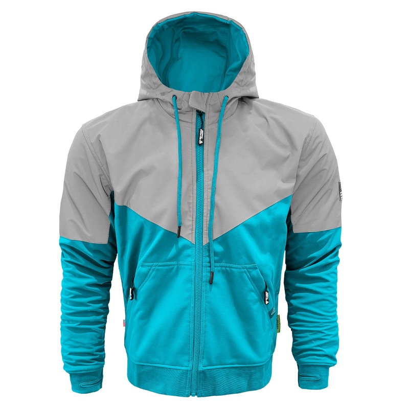 SoftShell Reflective Arctic Blue Eclipse Hoodie – with Pads
