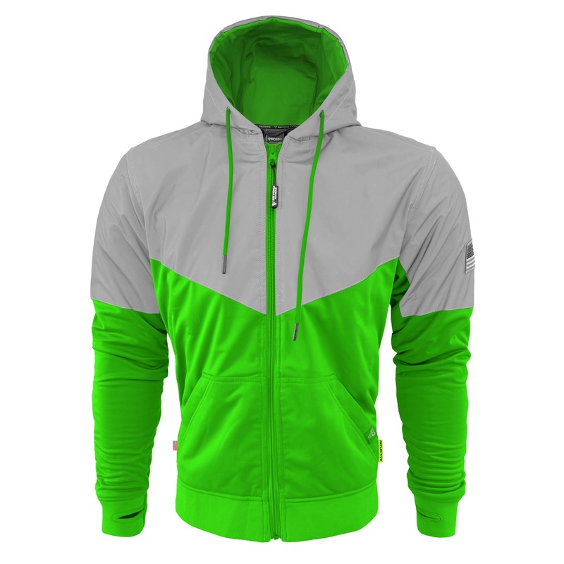 Ultra Reflective Hoodie Green Eclipse with Pads