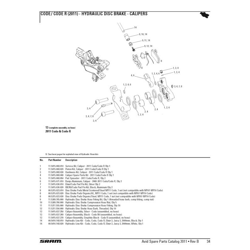 CALIPER SERVICE KIT CODE R|Default