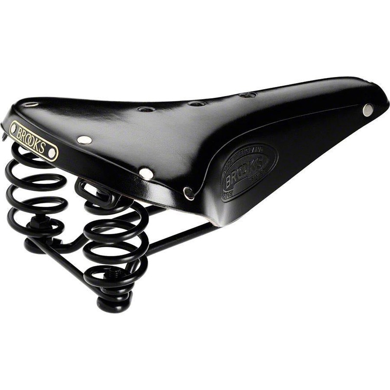 Flyer Men’s Leather Saddle with black steel rails and springs