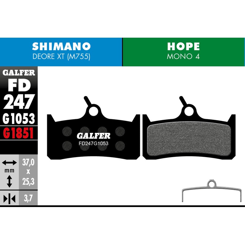 FD247 BRAKE PADS SHIMANO DEORE XT (M755), Hope Mono M4