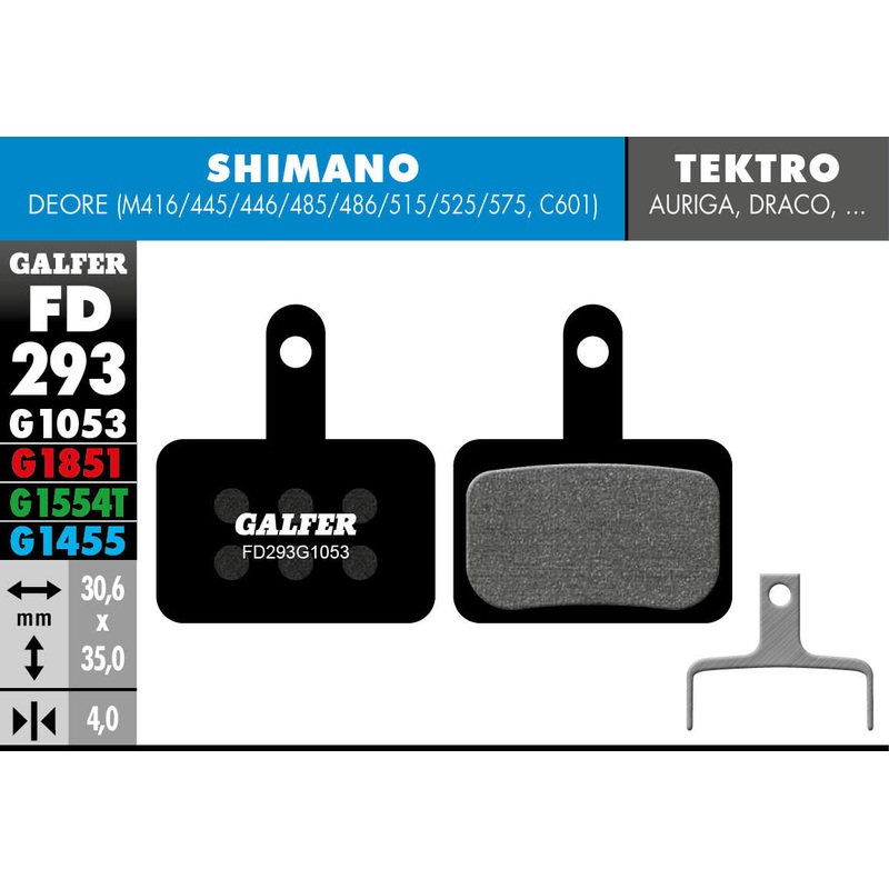 FD293 BRAKE PAD BULK (30)  SHIMANO DEORE, TEKTRO AURIGA