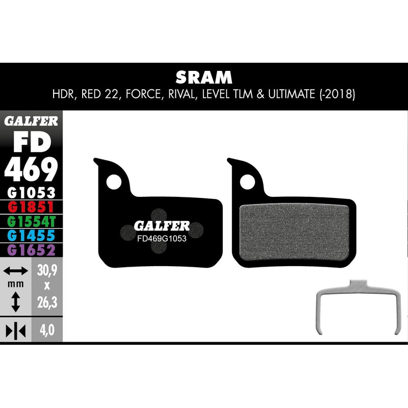 FD469 BRAKE PAD BULK (30) SRAM RED 22, FORCE, RIVAL, LEVEL TLM & ULTIMATE (-2018)