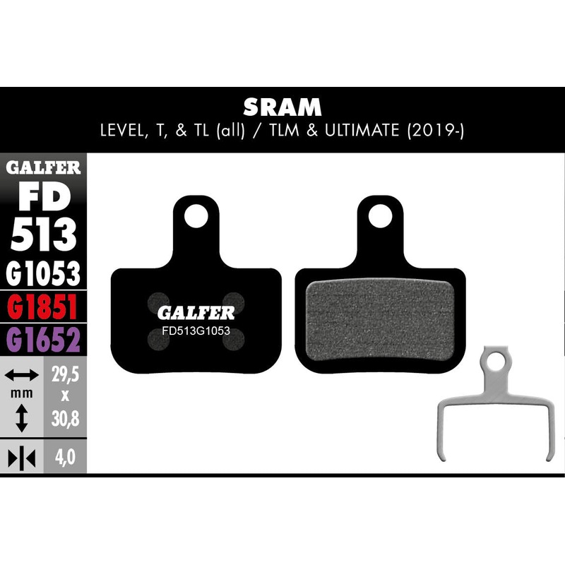 FD513 BRAKE PADS BULK (30pr) SRAM LEVEL, T, TL & ULTIMATE (2019-)
