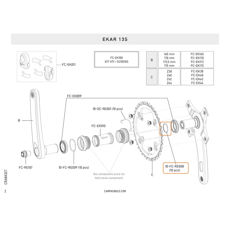 Crankset Spindle UT/PT Spring Clip (10pcs)