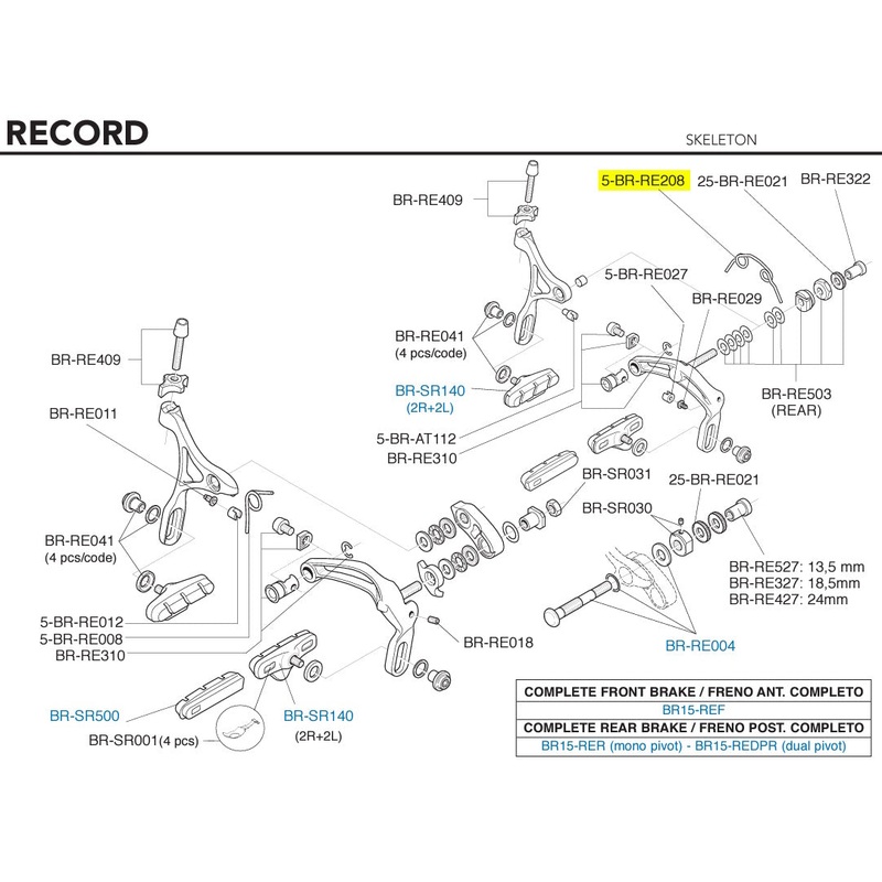 Brake Caliper Spring Record Single Pivot (5pcs)