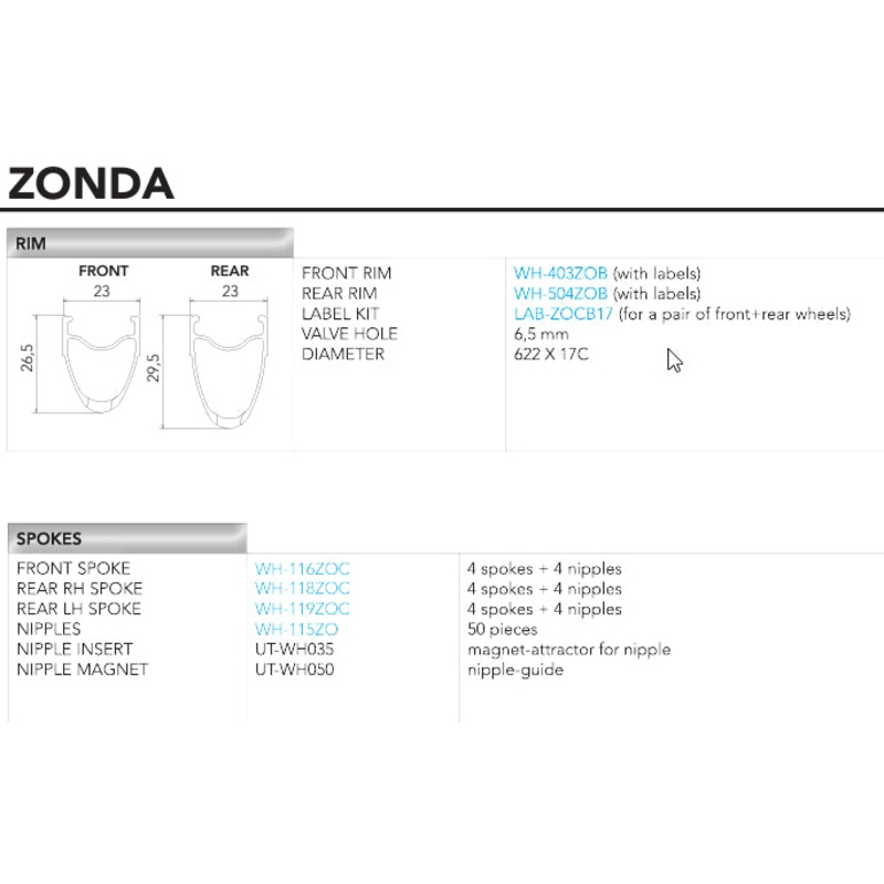 Spoke RR Drive ZONDA C17 280mm (4pcs)