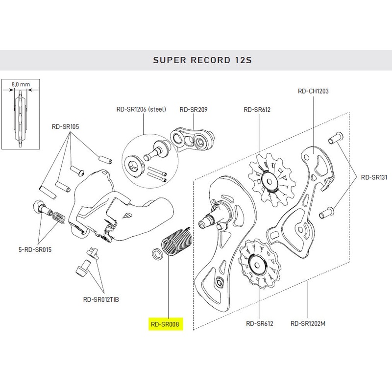 SR/RE/CH RR Derailleur Cage Return Spring