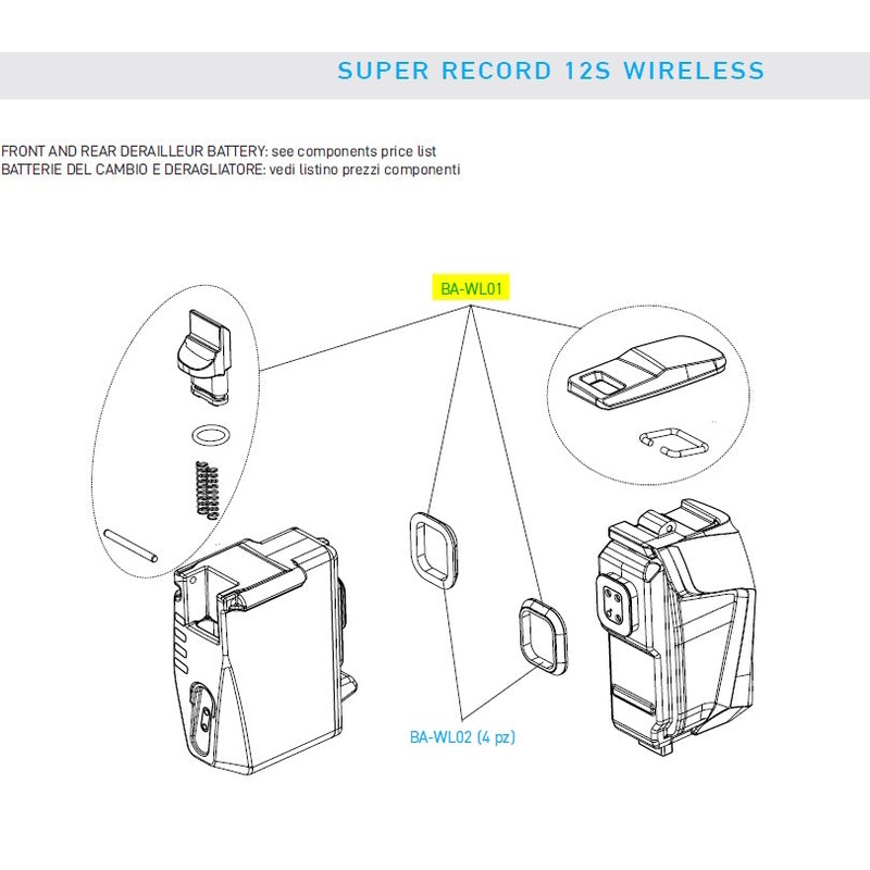 Super Record Wireless Batteries Button Kit + O-Rings