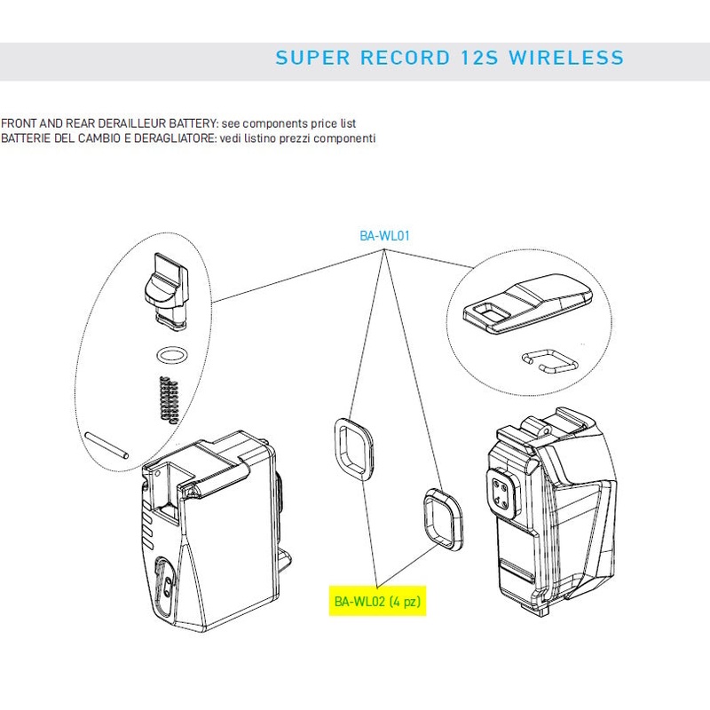 Super Record Wireless Batteries O-Rings (4pcs)