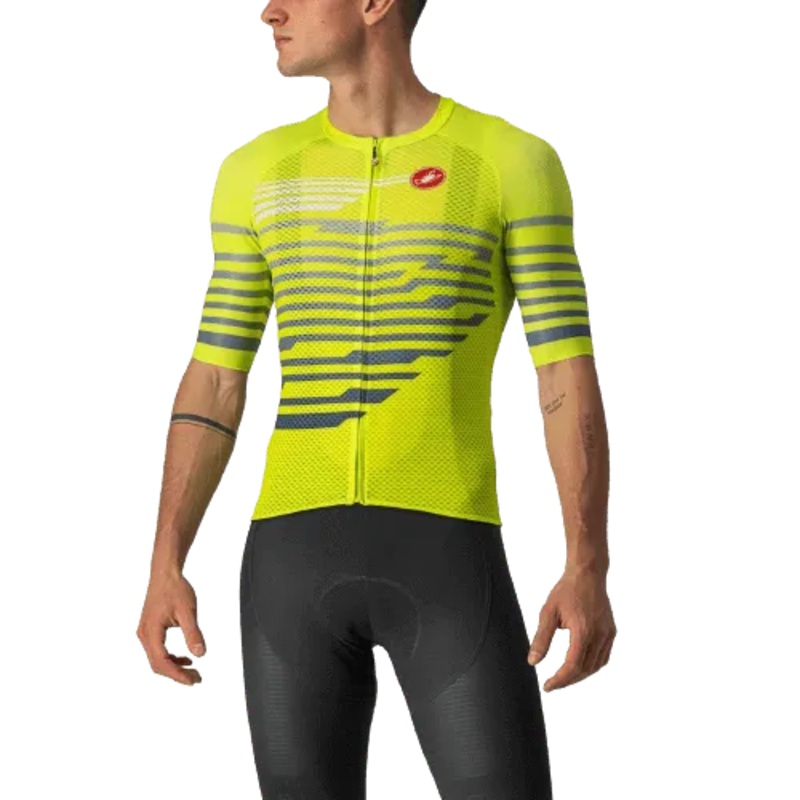Castelli Climbers 3.0 Mens Cycling Jersey (Electric Lime/Blue)