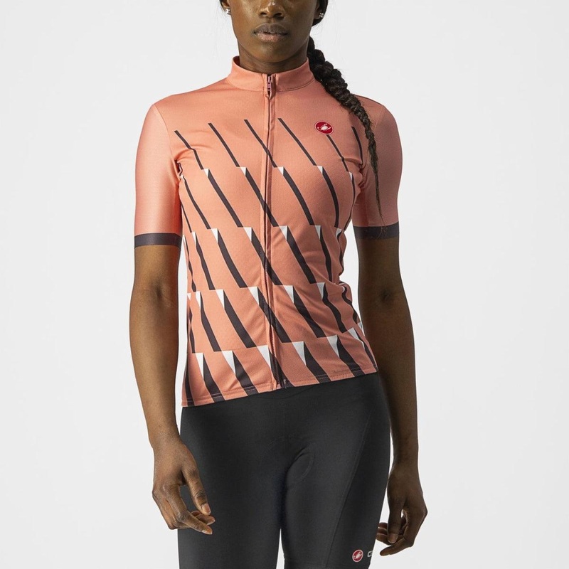 Castelli Pendio Women’s Cycling Jersey (Blush/Dark Gray-White)