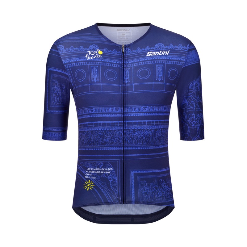 Santini Arrivee Arc De Triomphe Unisex Cycling Jersey (Marine Blue)