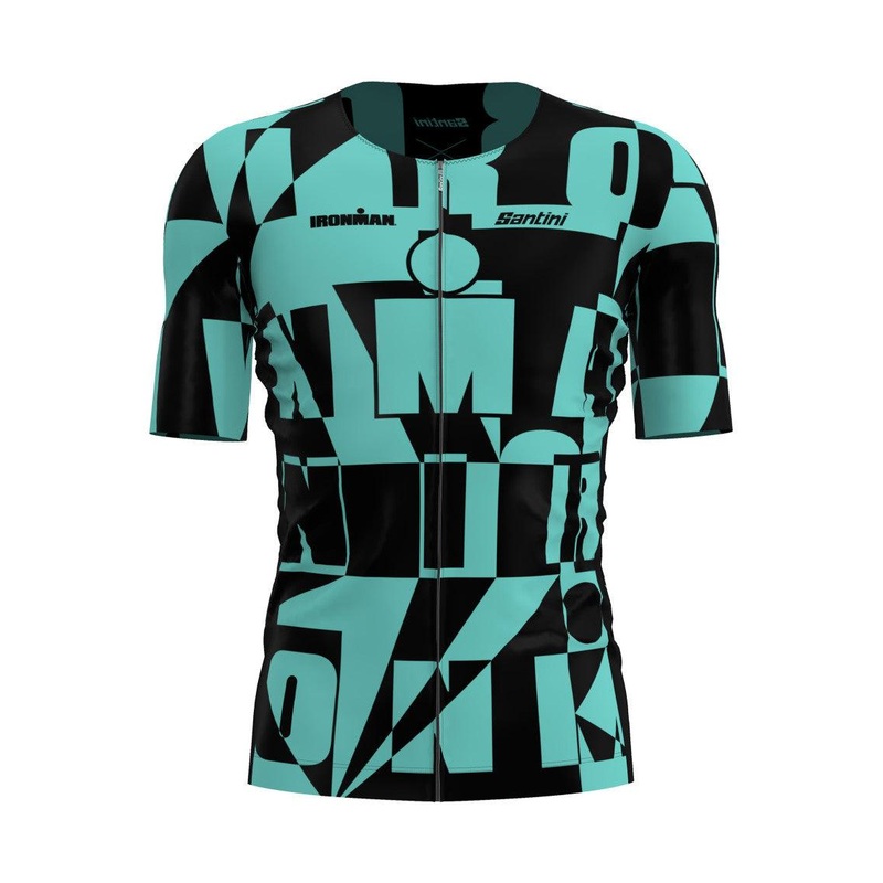 Santini Enigma Ironman Men’s Triathlon Cycling Jersey (Aqua)