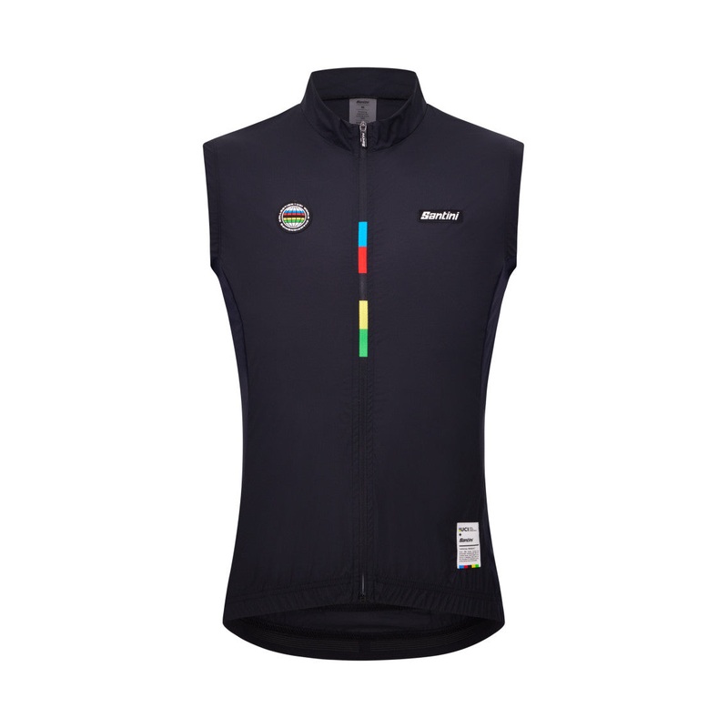 Santini UCI World Champion Mondo Men’s Cycling Wind Vest (Black)