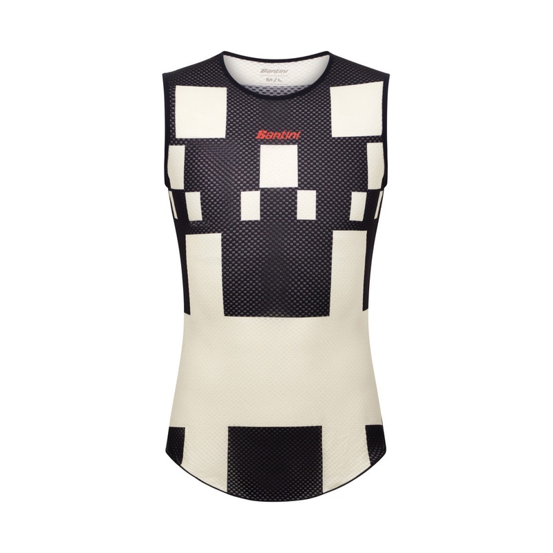 Santini Paris Roubaix Men’s Cycling Baselayer (Black/White Print)