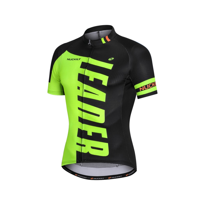Nuckily MG022 Short Sleeve Mens Cycling Jersey (Black/Green)