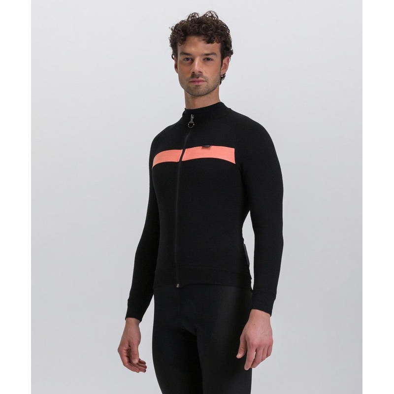 Santini Adapt Wool Men’s Cycling Jersey (Black/Orange)