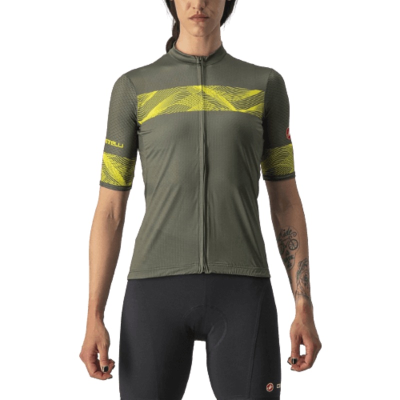 Castelli Fenice Women’s Cycling Jersey (Military Green/Sulphur)