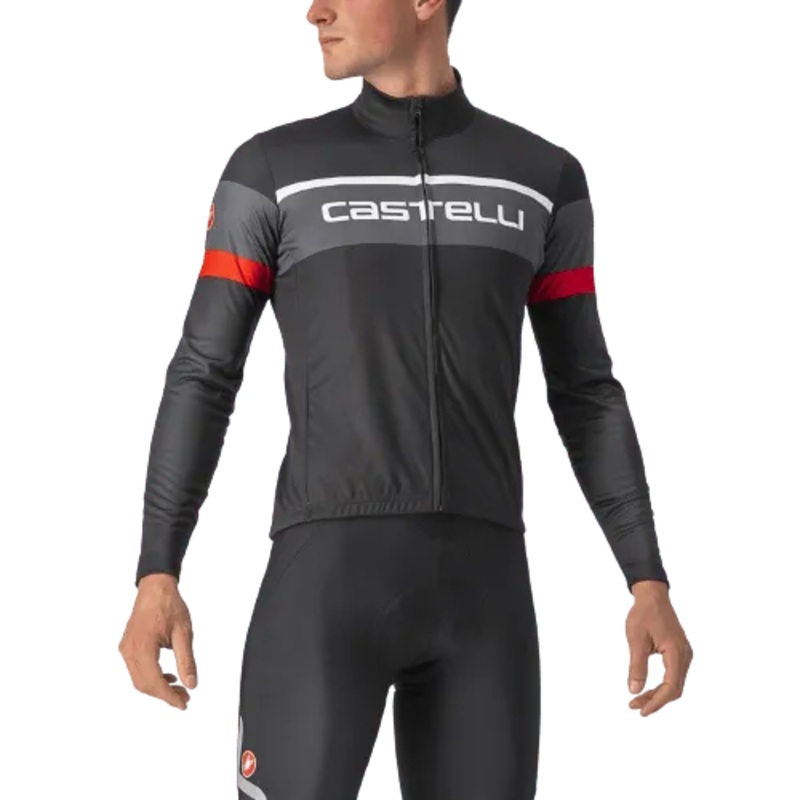 Castelli Passista Mens Cycling Jersey (Light Black/Dark Gray-Red)
