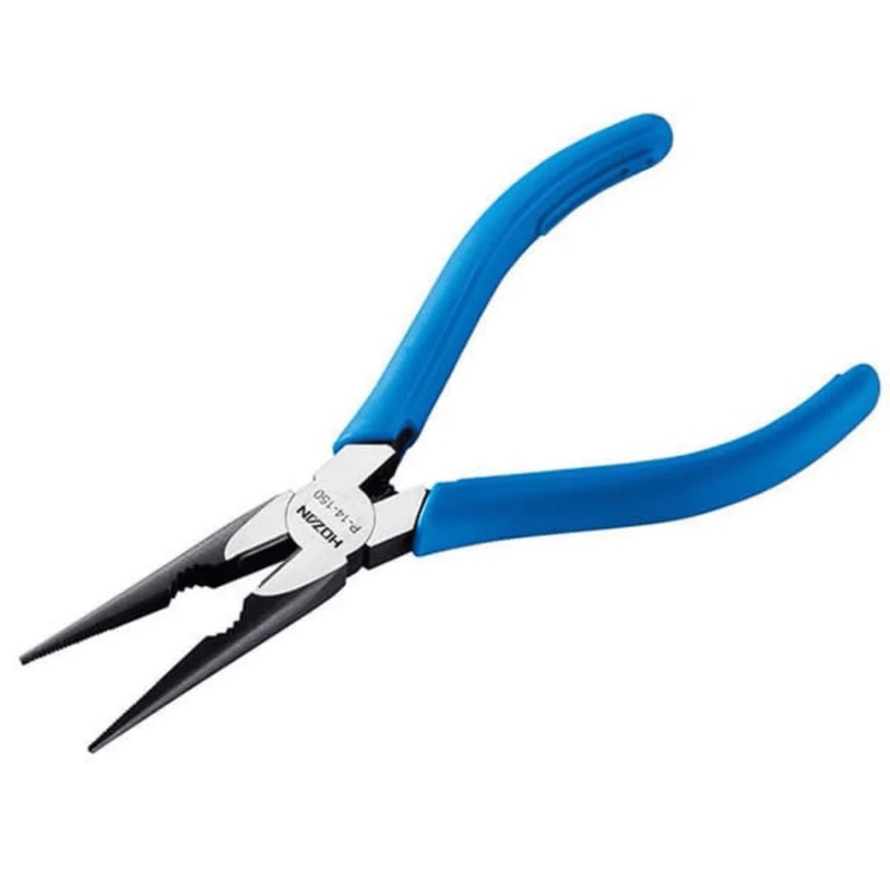 Hozan P-14 Long Nose Pliers with Side Cutter (Blue)